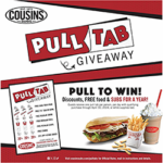 Cousins Subs pull tab flyer